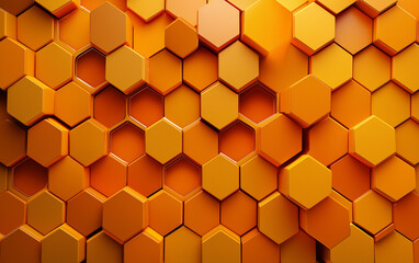 Honeycomb pattern close-up- golden hexagonal cells filled with thick, caramel-like liquid honey. Hyper-realistic texture, high resolution, sharp focus, showcasing intricate details and vibrant hues