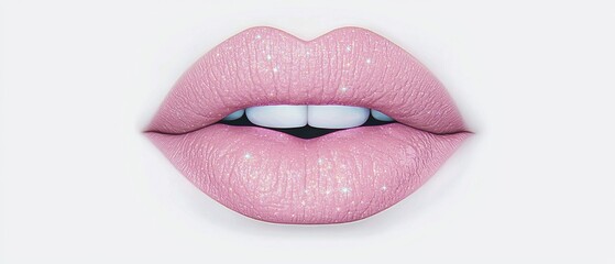 Obraz premium Sparkling Pink Lips Close up Beauty Makeup Cosmetics Glamour Shimmer Glimmer Gloss