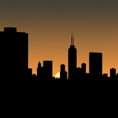 A skyline at dawn with soft colors. skyline silhouette. cityscape illustration architecture city 