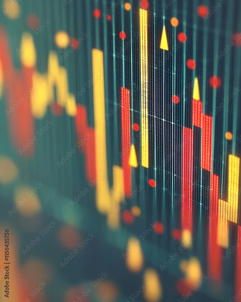 Poster abstract financial chart data visualization with colorful elements