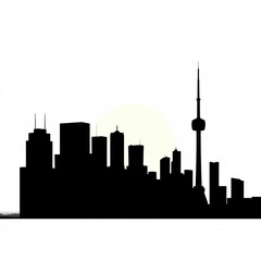 Obraz premium Minimalist city skyline silhouette at sunset with typography. skyline silhouette. cityscape illustration architecture city 
