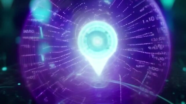Futuristic geo location concept visualizes a tech network in motion
