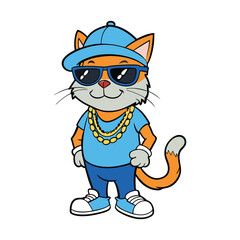 funny cute cat hip hop style wearing a sun-glass