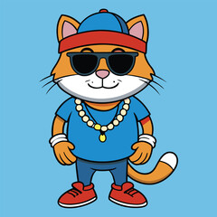 Obraz premium funny cute cat hip hop style wearing a sun-glass