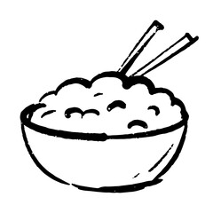 Illustration of an Japan Streetfood Rice Handdrawn