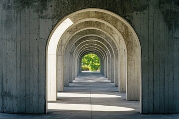 Obraz premium Concrete Tunnel with Green Tree