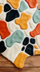 Abstract Colorful Shapes  Modern Art Design   Organic Texture  Wooden Background