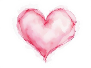 Pink watercolor heart. For romantic cards, tender designs, artistic projects, love notes.