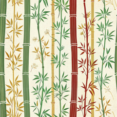 Bamboo Fortune Stripes: Minimalist Chinese New Year Fabric Design