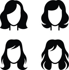 Obraz premium Avatar icons set. Women's hairstyles. Vector illustration.