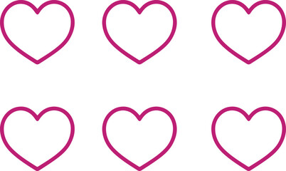 Set of pink hearts on a white background. Vector illustration for your design