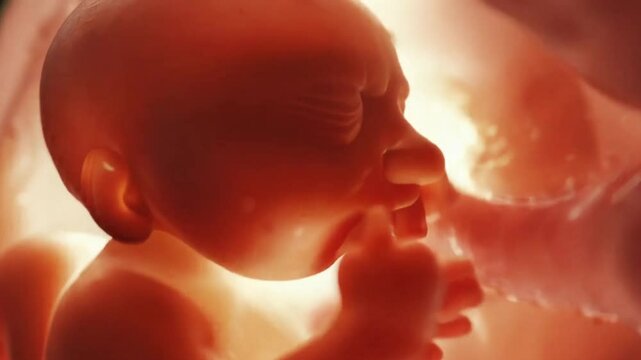 Development of a human embryo in the womb showcasing early stages of life