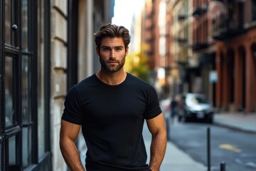 Man standing on city street