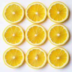 Obraz premium A close up of several slices of yellow lemon