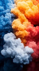 Fototapeta premium Abstract Colorful Smoke Clouds Blue Orange Red Design Background