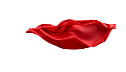 Floating Red Fabric Blowing Isolated