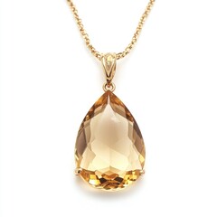 Golden necklace with faceted crystal