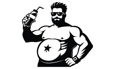 Dad Bod Black White Silhouette