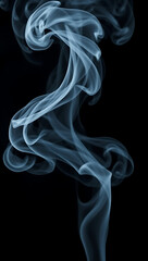A thick smoke effect with dramatic curling tendrils and dark, moody tones, set against a solid black background for a mysterious and intense aesthetic.

