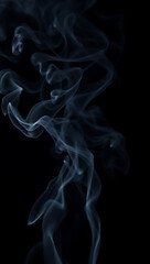 A thick smoke effect with dramatic curling tendrils and dark, moody tones, set against a solid black background for a mysterious and intense aesthetic.
