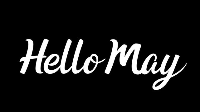 Hello may brush text animation on transparent background