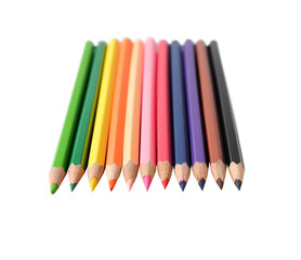Color pencils isolated on white background. Crayons for drawing.