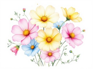 Obraz premium Watercolor floral frame. For spring design, invitation, greeting card, art, delicate, border, watercolor.