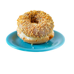 Fresh sweet donuts on dish ,Fast sweet food concept.