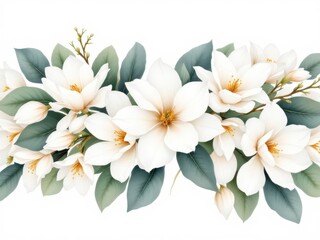 White floral frame illustration. For wedding invites, greeting cards, elegant designs, design element.