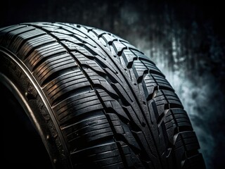 Dark Rubber Texture Background: Close-Up Scratched Tire Sidewall Minimalist Photography