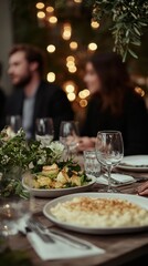 Business Professionals Engaged in Culinary Partnership Discussion at Elegant Restaurant