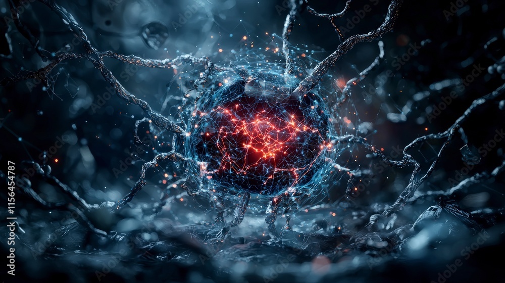 Aufkleber Ai algorithms interacting in a futuristic environment conceptual digital art abstract science visualization