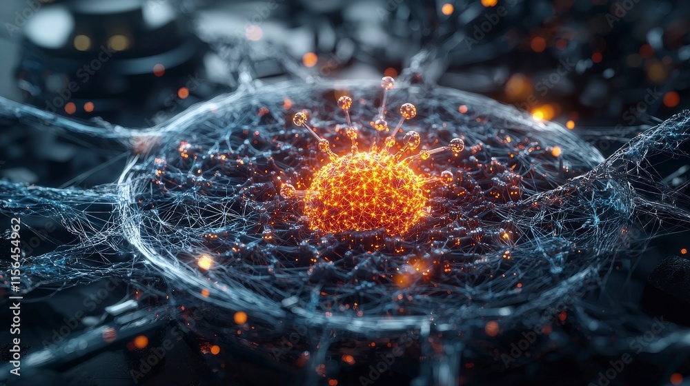 Poster Dynamic scene of deep learning algorithms in technology lab artistic visualization conceptual futuristic perspective