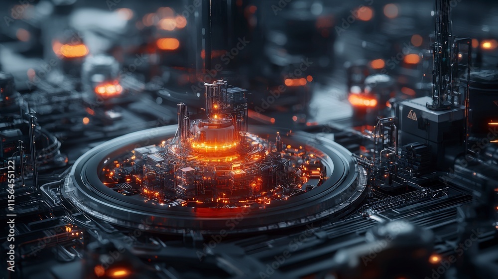 Aufkleber Futuristic urban setting featuring sustainable tech innovations in a high-tech aerial view digital art environment