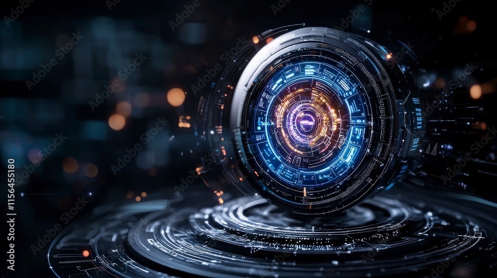 Aufkleber futuristic fintech ecosystem innovation digital realm visual art high-tech ambiance close-up advance