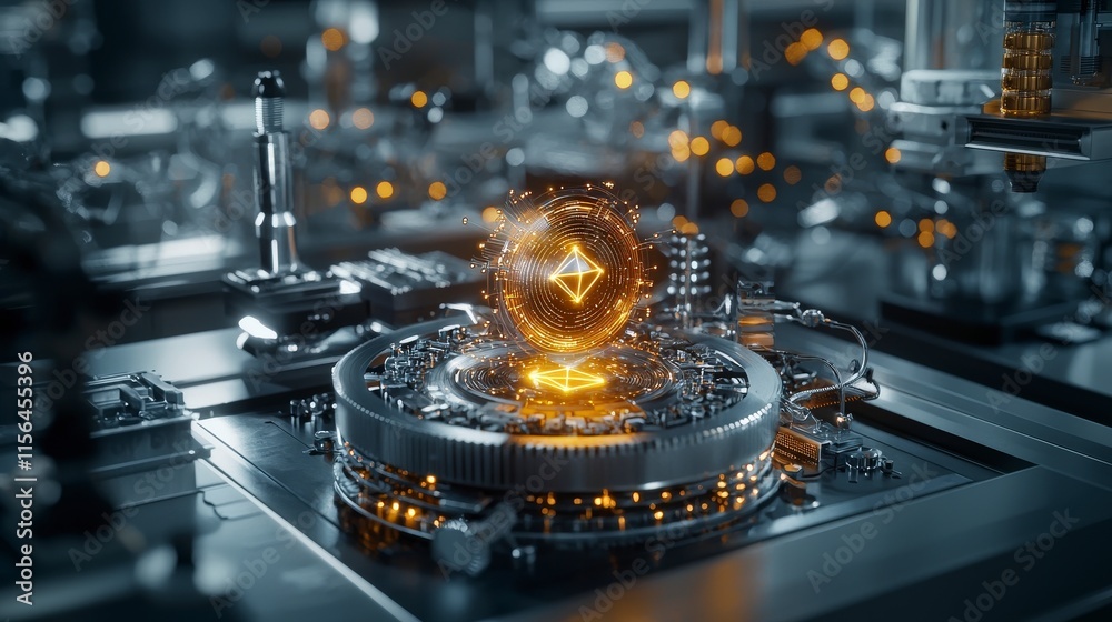 Poster High-tech quantum computing lab innovation futuristic environment digital content advanced technology macro view