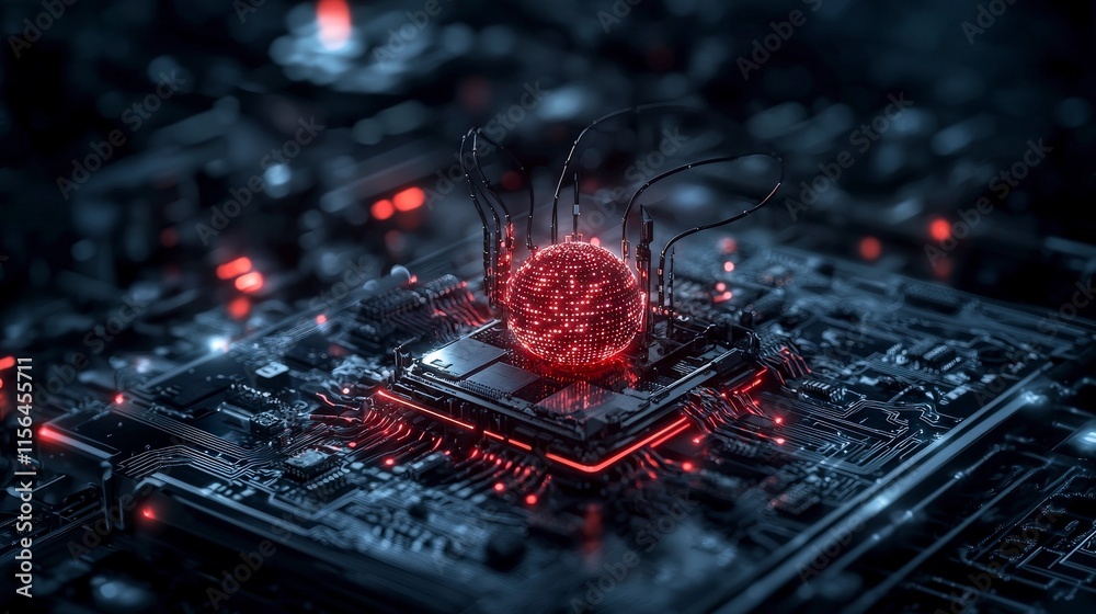 Aufkleber Ai algorithms safeguarding digital infrastructure tech lab conceptual image dark environment close-up view innovation