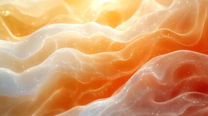 Abstract Orange and White Fabric Waves with Glitter