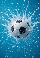 Fototapeta premium Soccer Ball Splashing in Creamy White Liquid