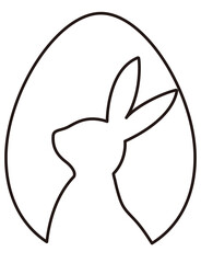 Isolated Easter egg shape with bunny pattern outline.
Cute Easter egg coloring drawing.
Transparent background.