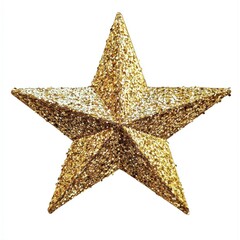 A sparkling golden star stands out, ideal for festive decoration or artistic projects