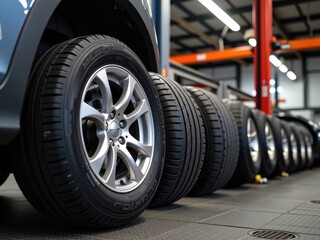 New Car Tires Alloy Wheels Auto Repair Shop Garage