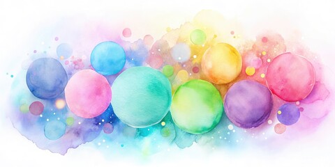 Pastel Watercolor Circles: Hand-Painted Round Shapes, Blob Set, Bokeh Effect