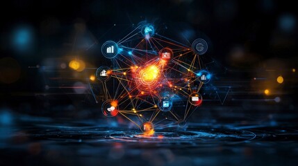 Obraz premium Corporate linkages explained a glowing diagram of business networks digital space infographic visual concept