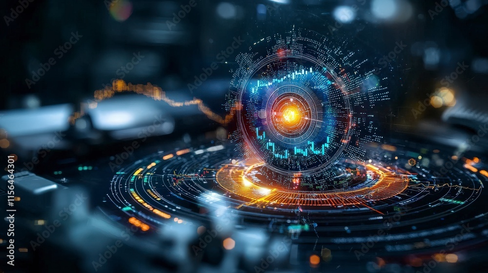 Poster Dynamic stock market trends visualization digital environment data analysis futuristic viewpoint innovative concepts