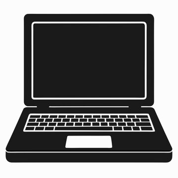 black laptop computer silhouette clip art preview