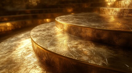 Obraz premium Golden podium with intricate patterns etched into the surface