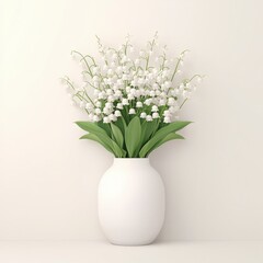 Elegant Lily of the Valley Bouquet in White Vase  Spring Flowers  Minimalist Home Decor