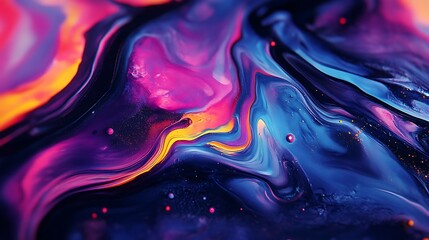 Obraz premium Vibrant Swirling Abstract Digital Painting: Close-Up View of Vivid Colors. AI Generated