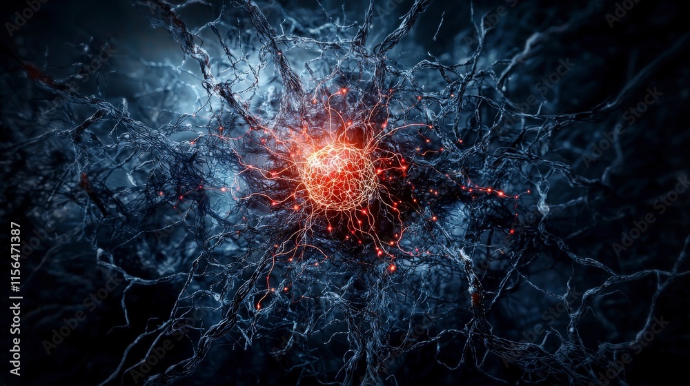 Leinwandbilder Ai neural networks intertwining in a glowing display digital realm abstract art dark atmosphere close-up technology